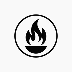 Fire Flame in Brazier Circle Icon Vector Silhouette Logo