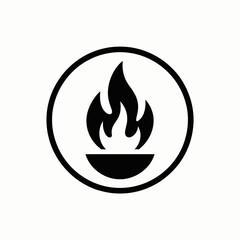 Fire Flame in Brazier Circle Icon Vector Silhouette Logo
