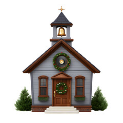 Obraz premium Charming Church in Celebration: A quaint church building, adorned with festive decorations, stands as a symbol of hope and celebration, evoking a sense of peace and tradition.