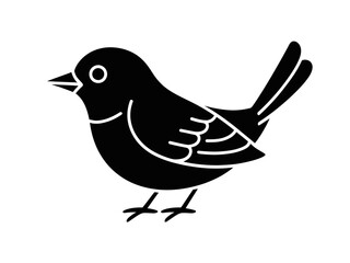 Cute Little Bird Icon Simple Songbird Silhouette Glyph Vector