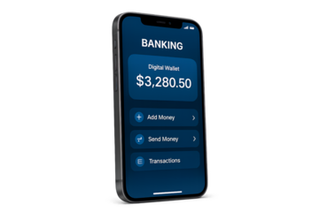 mobile phone with digital wallet on screen