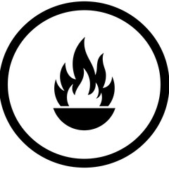Fire Flame in Brazier Circle Icon Vector Silhouette Logo