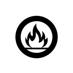 Fire Flame in Brazier Circle Icon Vector Silhouette Logo