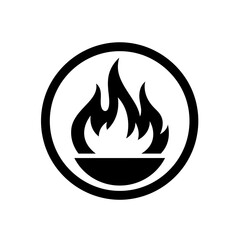 Fire Flame in Brazier Circle Icon Vector Silhouette Logo