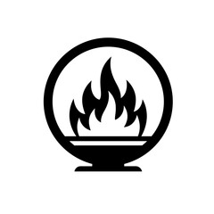 Fire Flame in Brazier Circle Icon Vector Silhouette Logo