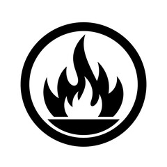 Fire Flame in Brazier Circle Icon Vector Silhouette Logo