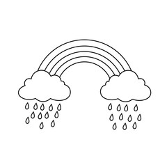 Rainbow with Raining Clouds Coloring Page Printable Line Art for Kids