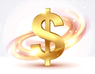 Gold dollar sign on a glowing background