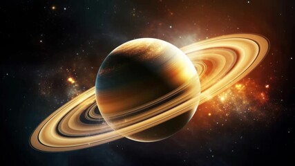 A mesmerizing space video concept showing Saturn's rings in vivid detail. Captured from a low angle, highlighting cosmic beauty and wonder. Live desktop wallpaper. - Powered by Adobe