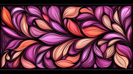 Abstract floral pattern with vibrant colors and elegant swirls in a decorative frame