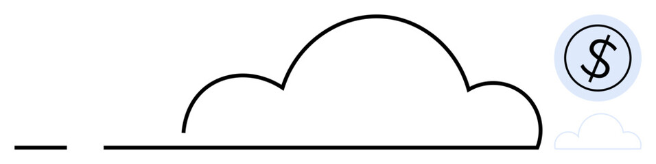 Minimalist cloud shape with a dollar icon suggesting cost efficiency, revenue, and financial management. Ideal for finance, technology, savings, business strategy, cloud services, innovation simple