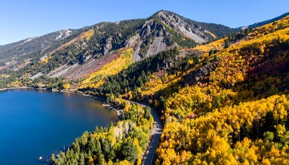 Scenic mountain lake autumn vista