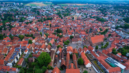Aerial panorama view of the old town in the city Schwabach in bavaria in Germany on a sunny day in...