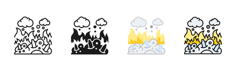 Waste Incineration Pollution Icon Pack In Multiple Styles
