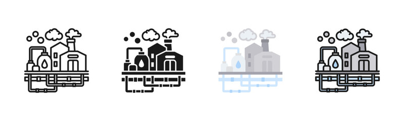 Fototapeta premium Oil Refinery Emission Icon Pack In Multiple Styles