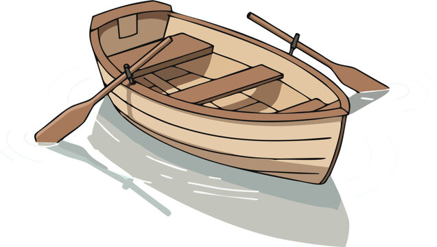 Rustic rowboat adrift on calm waters