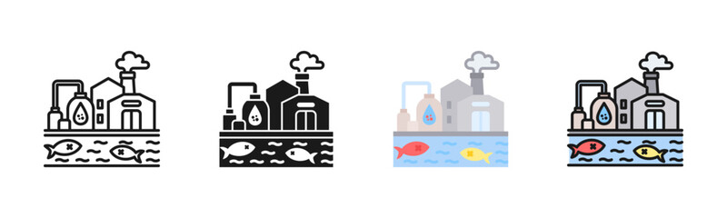 Water Pollution Icon Pack In Multiple Styles
