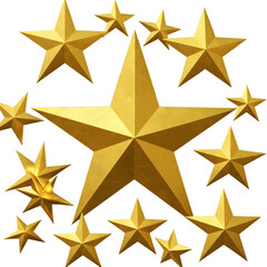 Obraz premium Isolated Golden Stars Arrangement On A Transparent PNG Background Illustration