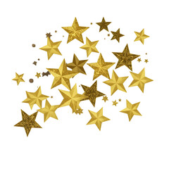 Isolated Golden Stars Illustration on a Transparent Background