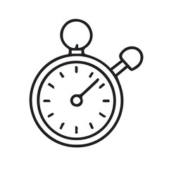 Vector minimalist design representing a timer clock, presented in elegant black and white format, with precise sharp outline clearly defined using bold black.