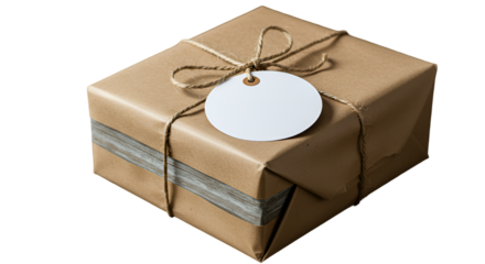 A lovingly wrapped gift awaits opening tied with simple twine and a blank tag expressing thoughtful anticipation under