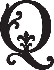 Silhouette of Q isolated on a white background