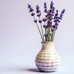Elegant Lavender Bouquet in Rustic Ceramic Vase