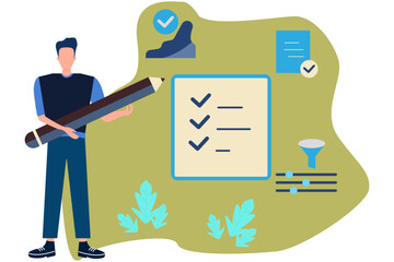 Flat illustration of a businessman presenting an action plan