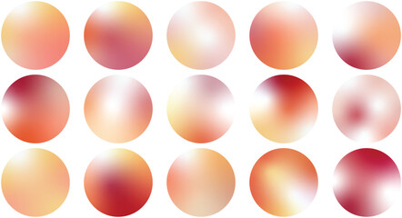 Gradient Vector Spheres Set – Peach, Yellow, Orange, Red, Blush Abstract 3D Circle Elements for Backgrounds, Illustrations, UI, and Branding