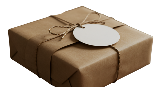 A thoughtfully wrapped gift awaits anticipation building like a whispered promise adorned with a simple kraft paper wrap