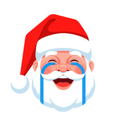 Vector art of santa claus face laughing with tears of joy