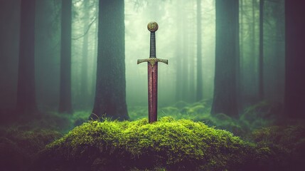Mystical Sword in the Forest: A Tale of Legends and Hidden Power within Nature