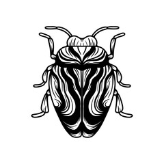 Black and white beetle line art vector illustration. illustration of beetle with intricate line art design.