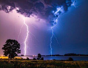 Dramatic storm over a lake
