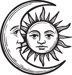 Sun face silhouette vector with white background
