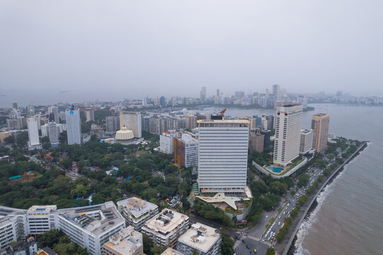 Aerial view of Air India head quarters building in Nariman point , Mumbai.