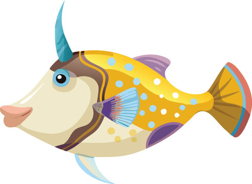 An icon of a unicorn filefish with a horn projection, a graphic of unique features, marine life, and exotic creatures. Great for ocean and nature-related projects.