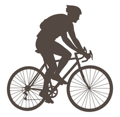 Fototapeta premium Silhouette of a cyclist riding a road bike showing motion and speed on a white background