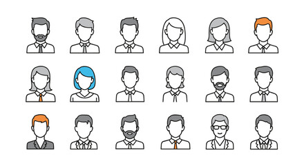 Diverse group of professional business people avatars representing various individuals and professionals