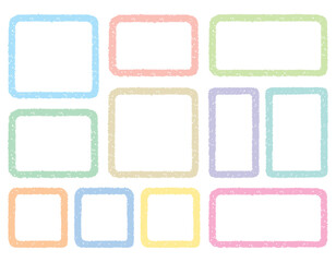 クレヨンラインの角丸四角フレームセット/パステルカラー