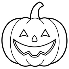 Simple outline of a happy jack o lantern pumpkin for halloween