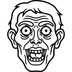 Scary cartoon face with wide eyes and open mouth