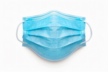 Blue medical surgical face mask isolated on white background symbolizing healthcare protection hygiene prevention safety and personal medical equipment