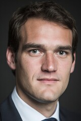 Fototapeta premium Close-up portrait of a confident business man, showcasing his serious side