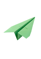 Isolated Green Paper Airplane Illustration Against Transparent Backdrop