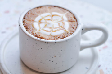 hot cofffee, cappuccino coffee or latte coffee or flat white or latte art