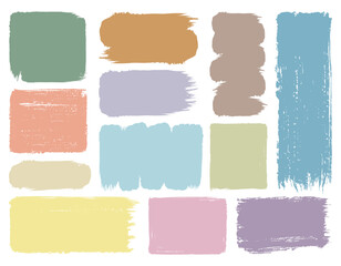 手書き筆タッチの四角フレームセット/和色・くすみ