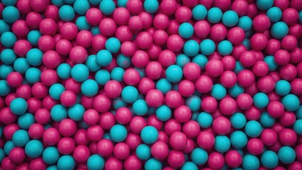 Fototapeta premium A vibrant, colorful design composed of many small spheres in shades of pink and teal.