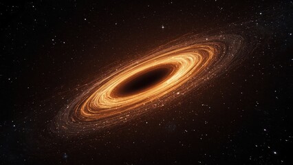 Fototapeta premium A swirling, fiery ring of cosmic matter surrounds a dark, central void in deep space.