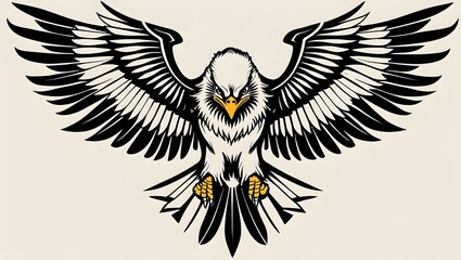 Obraz premium Eagle tattoo in tribal style, bold black lines